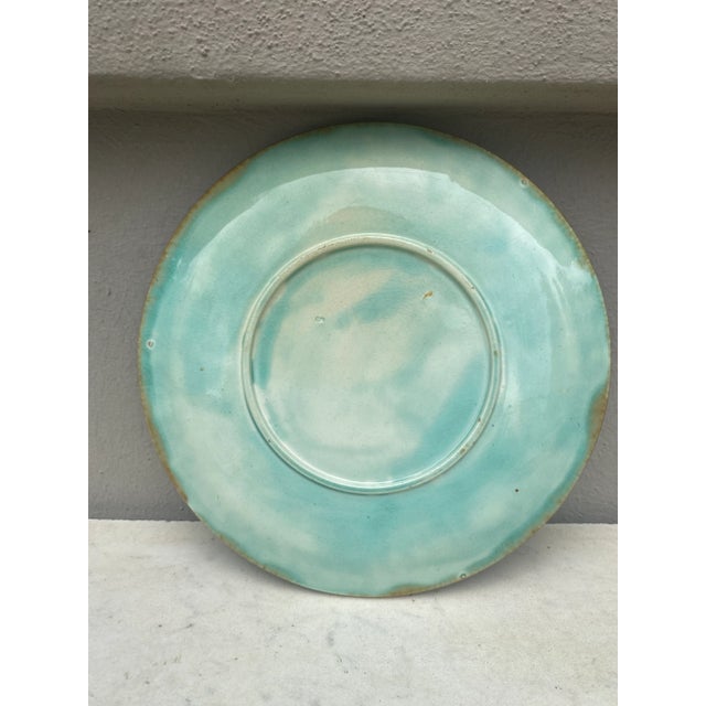 Late 19th Century Majolica Leaves & Flowers Plate Clairefontaine, Circa 1890 For Sale - Image 5 of 5