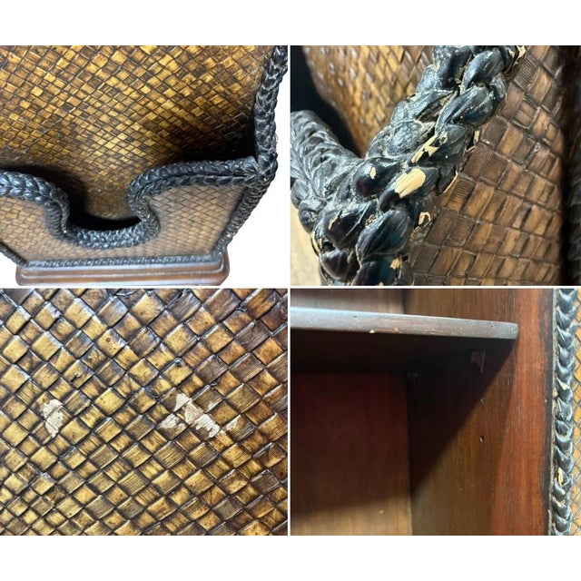 Mid 20th Century Woven Rattan Accent Cabinet Side Table Door Shelf Boho Golf For Sale In Portland, OR - Image 6 of 6