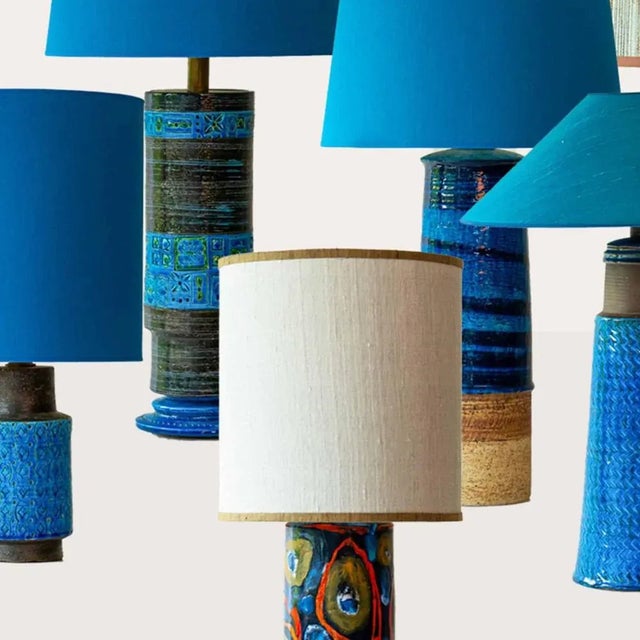 Bitossi Bitossi Lamp with Silk Lampshades attributed to R. Houben, 1970 For Sale - Image 4 of 13