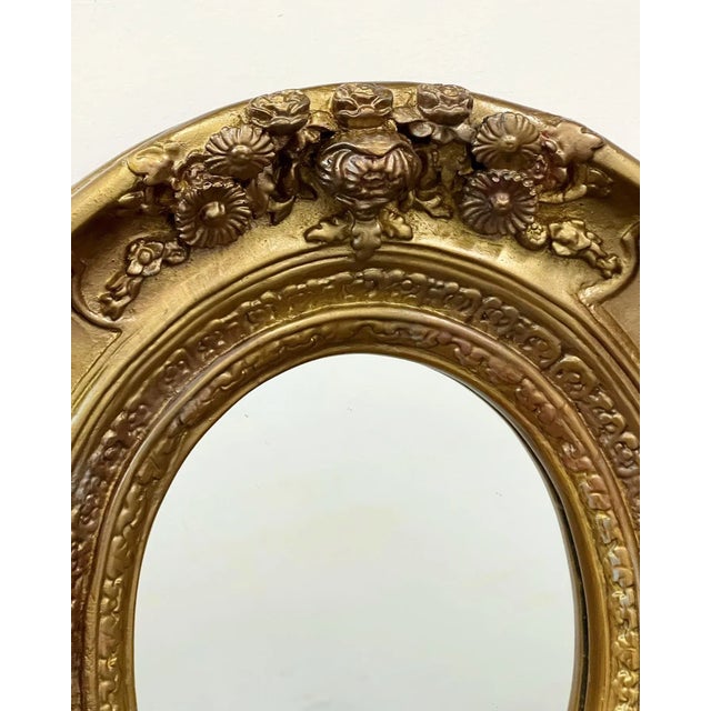Vintage Moulded Ornate Gold Oval Mirror | Chairish