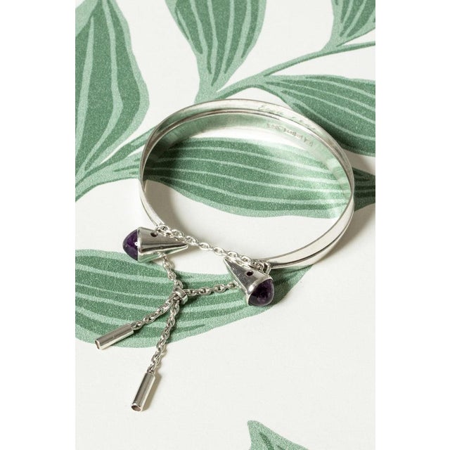 Metal Silver and Amethyst Bracelet by Einari Ailio, 1961 For Sale - Image 7 of 7