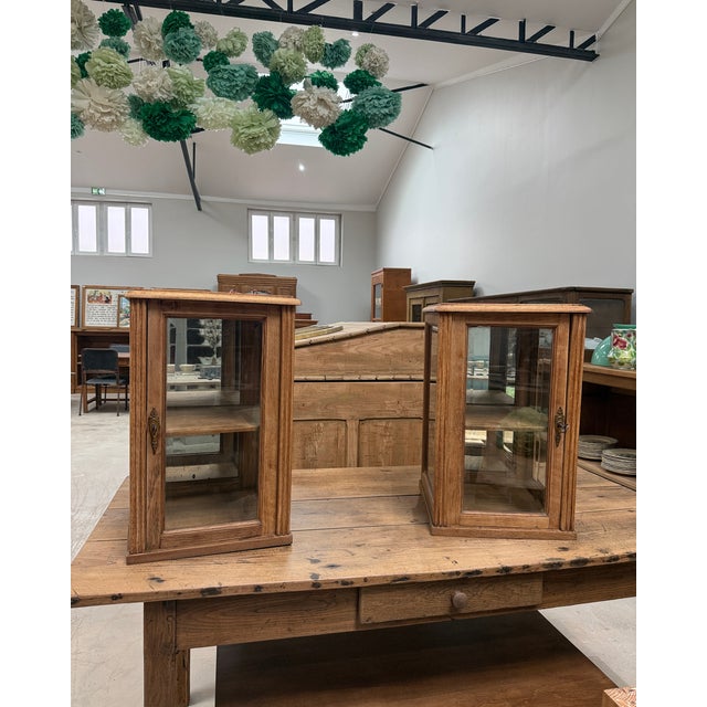 Small Art Deco Oak Display Cabinets, 1920s, Set of 2 For Sale - Image 16 of 18