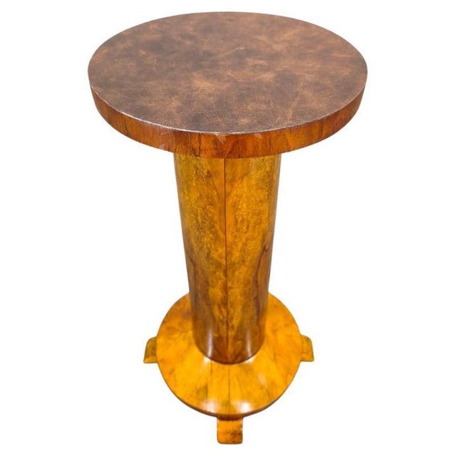 Art Deco Walnut Pedestal Table, Former Czechoslovakia, 1930s For Sale - Image 9 of 9