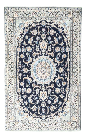 Hand-Knotted Nain 9La Rug with Weave & Silk Content