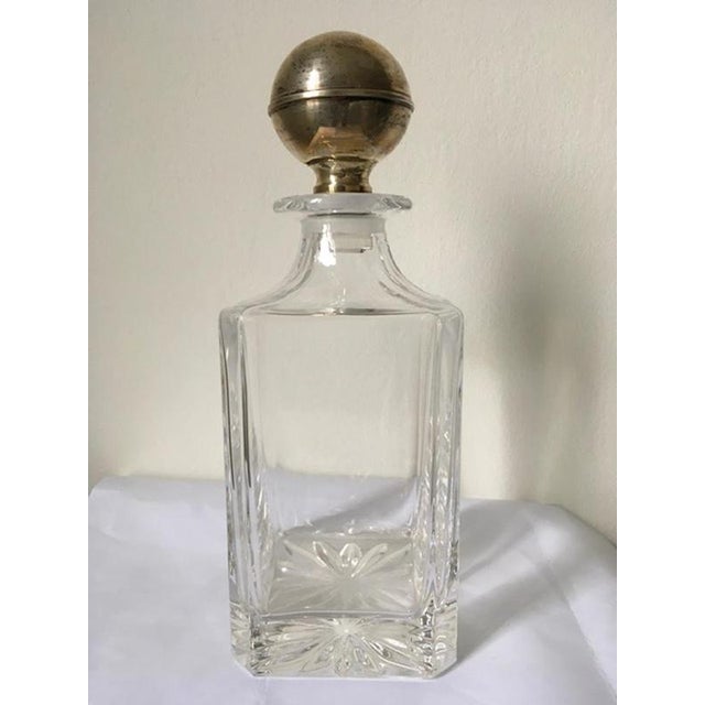 Italian Crystal Bottle with Silver Stopper, 1990s For Sale - Image 3 of 16