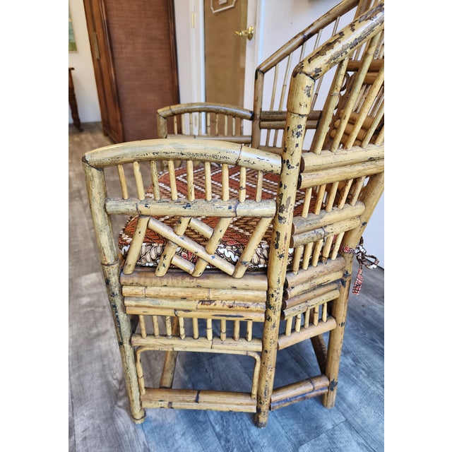 1970s Vintage Brighton Pavilion Burnt Bamboo & Rattan Armchair For Sale - Image 10 of 16