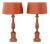 Mid 20th Century Italian Orange Toleware Table Lamps, Pair For Sale