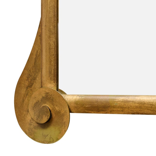 1980s Modernist, Italian Brass Vintage Console and Mirror, Gold Leafed For Sale - Image 5 of 9
