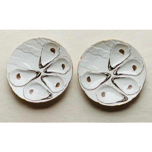 Exquisite 19th Century French Porcelain Oyster Plate - Hand-Painted With Gilt Trim For Sale - Image 12 of 13