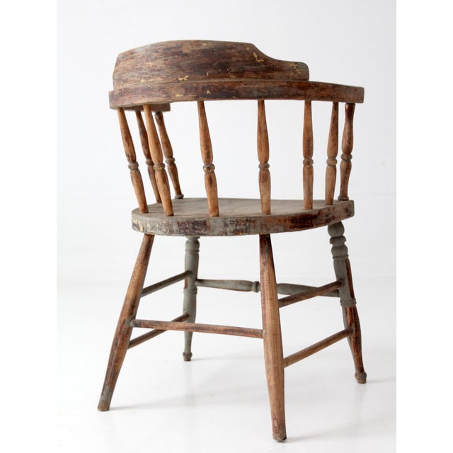 Antique Painted Captain's Chair For Sale - Image 10 of 15