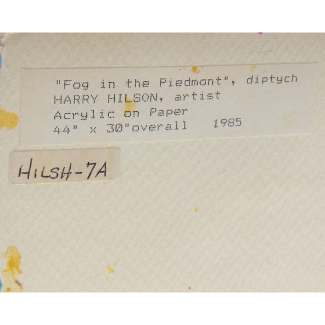 1985 “Fog in the Piedmont” Acrylic Diptych Painting on Paper by Harry Hilson For Sale - Image 10 of 10