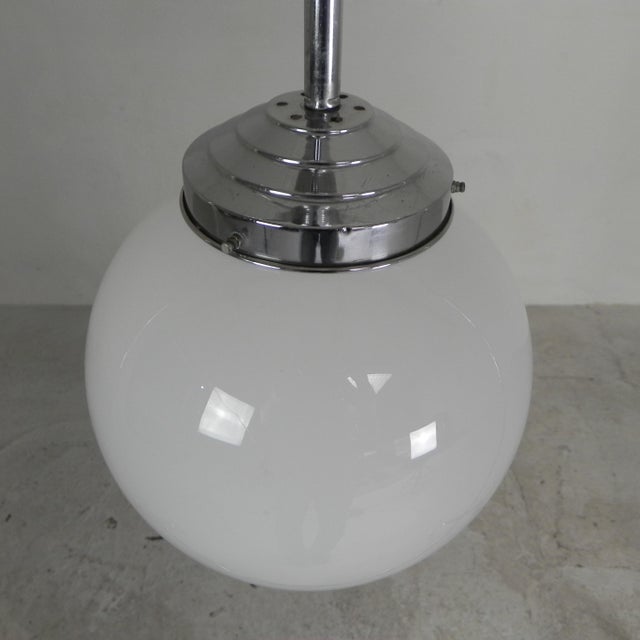 Art Deco Pendant Lamp with White Globe, 1930s For Sale - Image 11 of 13