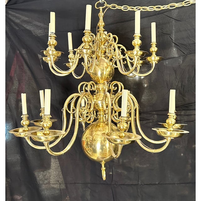 Antique 17th Century Dutch Brass 16-Light Cannonball Chandelier For Sale - Image 11 of 12