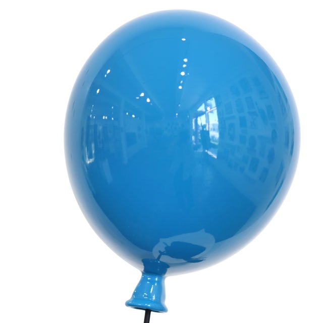 Black Hope - Original Figurative Metal Sculpture on Steel With Glossy Blue Balloon by Nayla Saroufim For Sale - Image 8 of 10