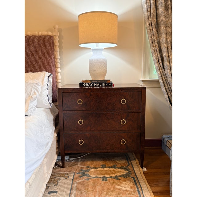 Wood Modern History Three Drawer Burl Chest—two Available For Sale - Image 7 of 11