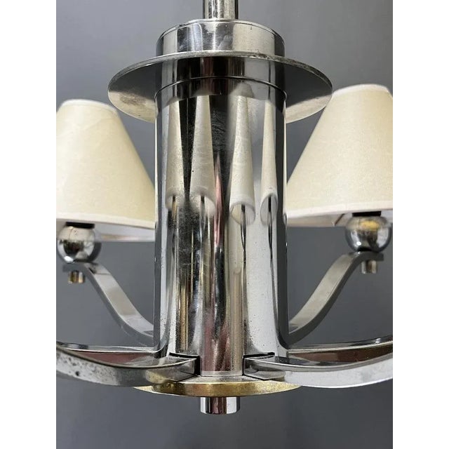 1930s Art Deco Chandelier attributed to Jacques Adnet, 1930s For Sale - Image 5 of 9