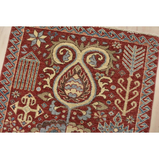 Suzani Runner 2’6” X 9’10” Red Wool Traditional Hand-Knotted Oriental Rug For Sale In Philadelphia - Image 6 of 14