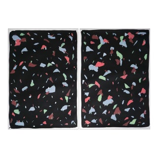 2022 "Black Terrazzo Confetti" Abstract Painting Diptych by Natalia Roman - a Pair For Sale