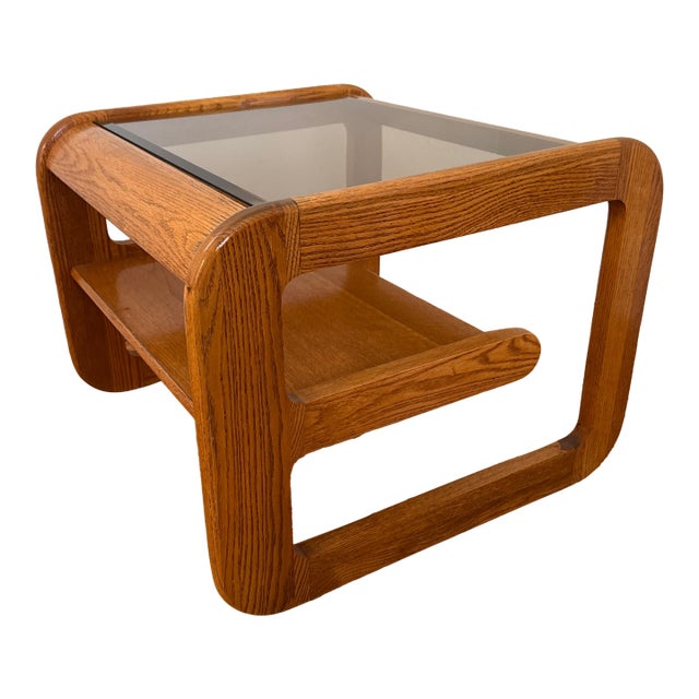1970s Mid-Century Modern Lou Hodges Oak Side Table For Sale