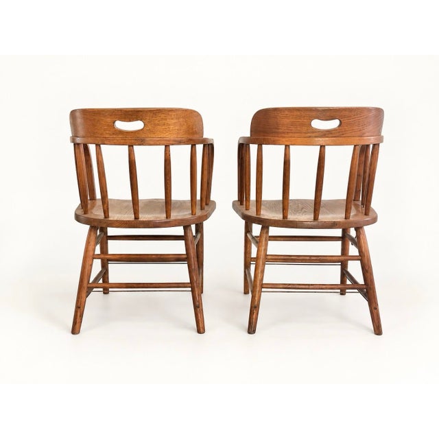 Vintage original Boling Chair Company mid-century modern barrel-back captain’s chairs a beautiful matching pair with...