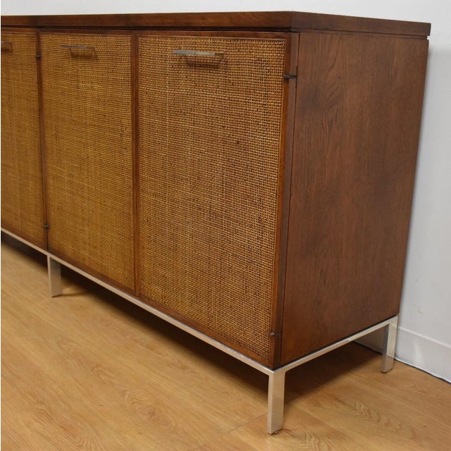 Walnut, Chrome, and Cane Credenza Chairish