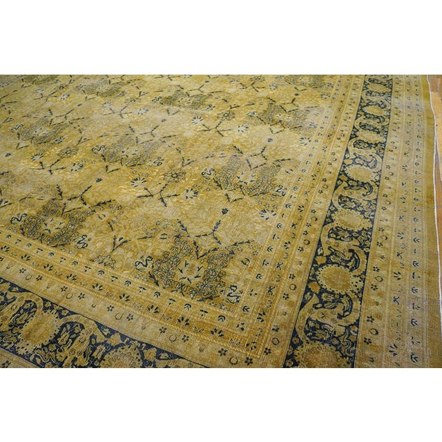 Traditional 1920s Yellow Canary Floral Antique Persian Tabriz Rug 13'6" X 24'8" Knotted Pile Wool Carpet For Sale - Image 3 of 4
