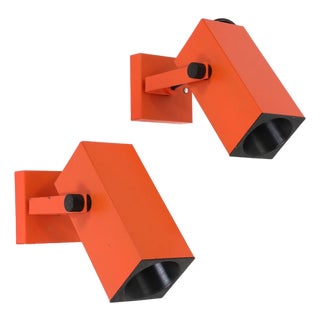 Space Age Square Wall Spots attributed to Staff Leuchten, 1970s, Set of 2 For Sale