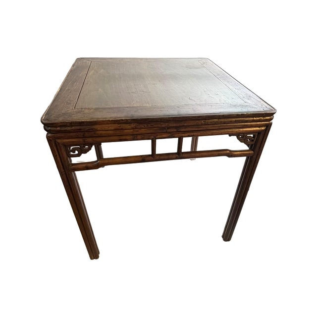 Asian Chinese Antique Peach Wood Square Table in Ming Dynasty Style For Sale - Image 3 of 11