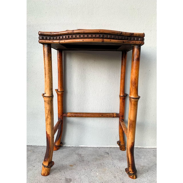 Rare Bamboo Parquetry Tortoiseshell Bamboo Fern Stand/Side Table - French Aesthetic Movement in the Style of Perret & Vibert, Paris, Circa 1890 For Sale In Tampa - Image 6 of 12