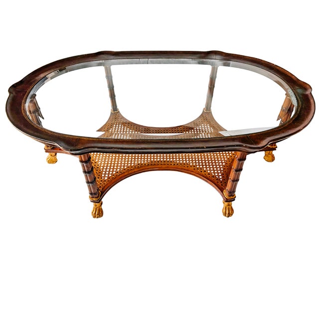 A fantastic large English Regency style coffee table, a masterful blend of Chinoiserie and classical grandeur of Regency...