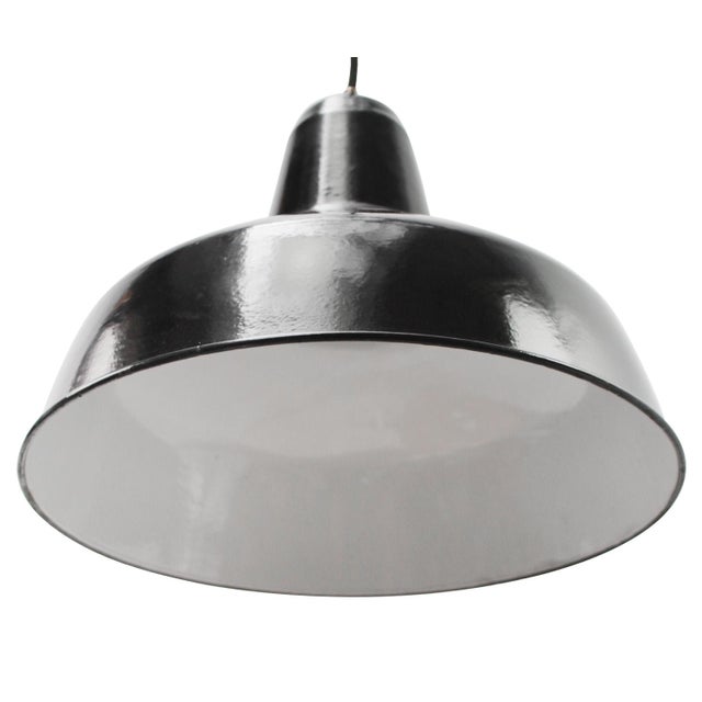 Industrial Vintage Industrial Dutch Black Enamel Pendant Lights from Philips, Holland For Sale - Image 3 of 5