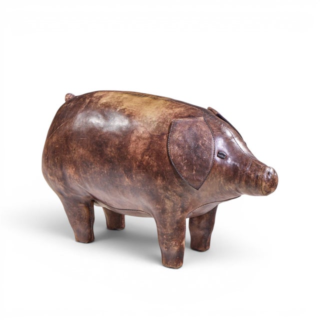 Dimitri Omersa Mid Century English Leather Pig Ottoman For Sale - Image 9 of 9