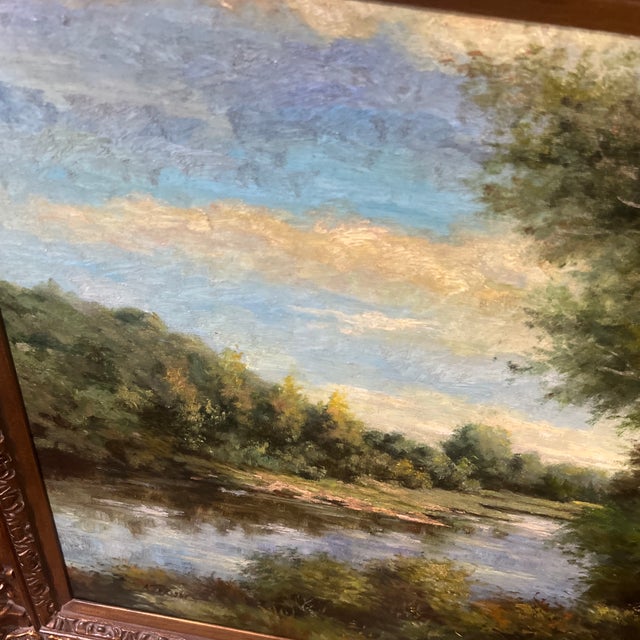 1980s European School Oil on Canvas Signed Framed Landscape Painting Impressionist Style For Sale - Image 11 of 12