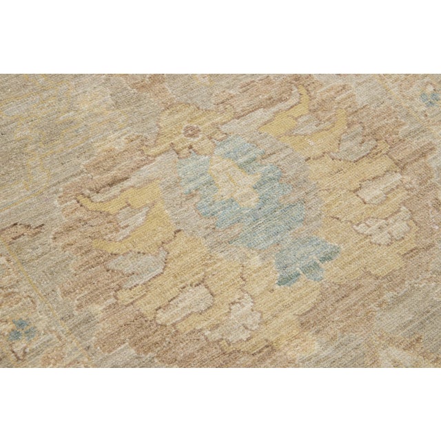 Textile Apadana's Contemporary Sultanabad Beige Wool Runner Handmade With Floral Motif For Sale - Image 7 of 9