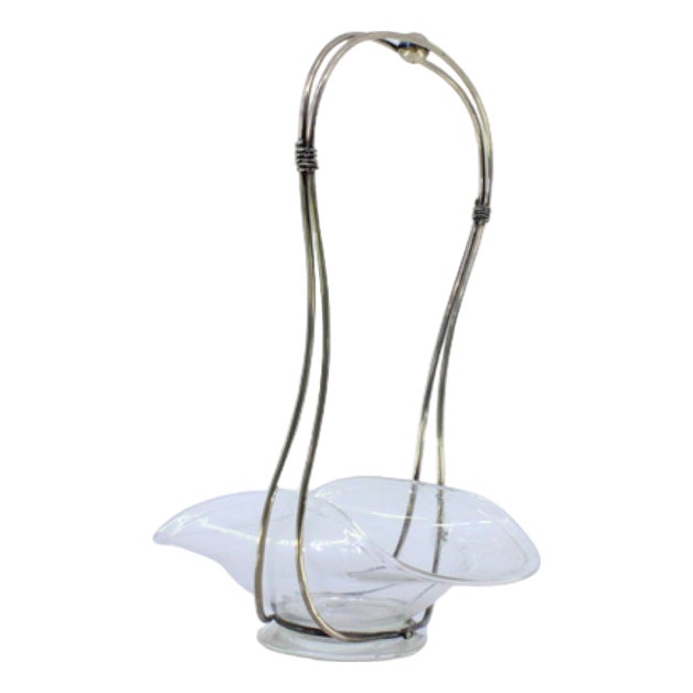 Silver Glass Candy Box with Applications For Sale