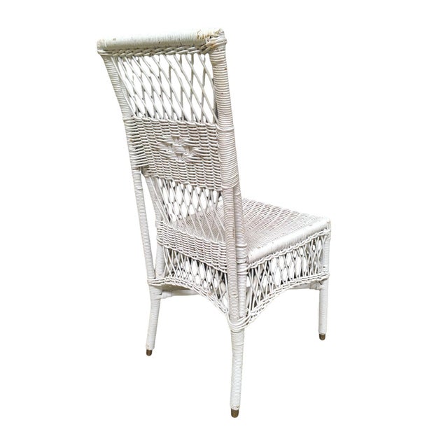 1940s Shabby Chic White Wicker Mahogany Top Writing Secretary Desk W/ Chair For Sale - Image 12 of 14