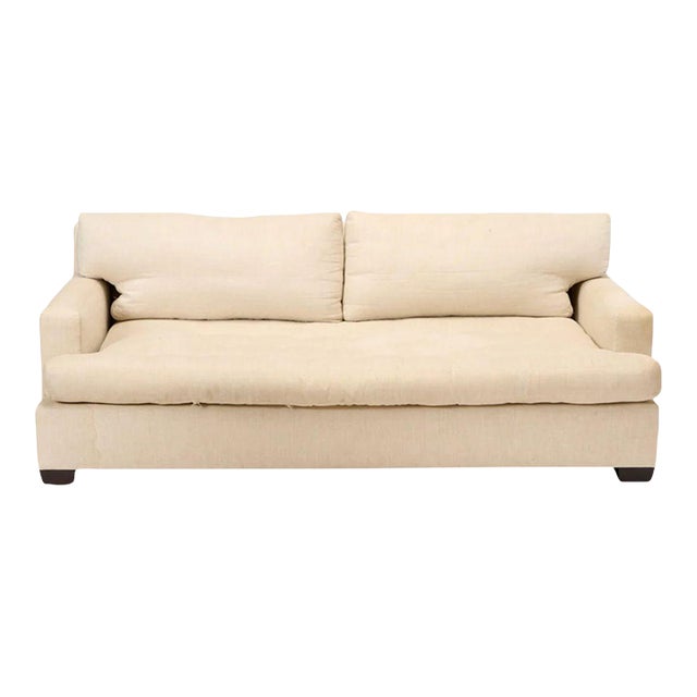 John Boone Upholstered Sofa in Cream Cotton Fabric For Sale