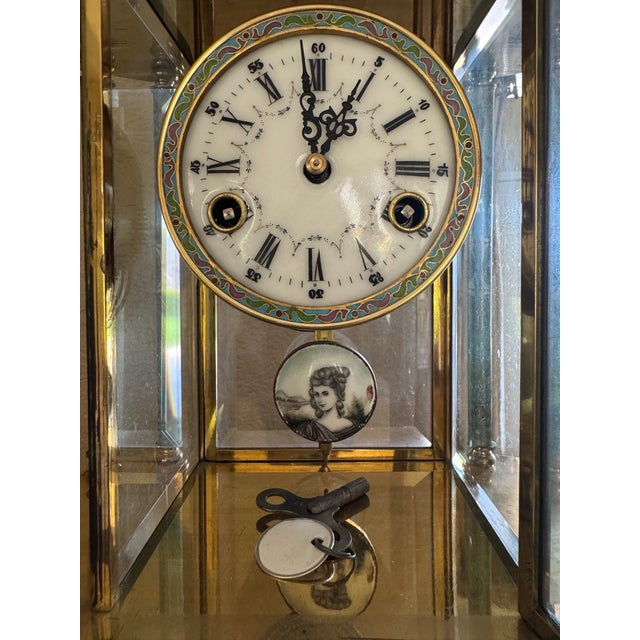 Stunning Vintage Cloisonné - 12 Colonnade Champleve’ Enamel Mantel Clock - fine enameled cloisonné champleve’...