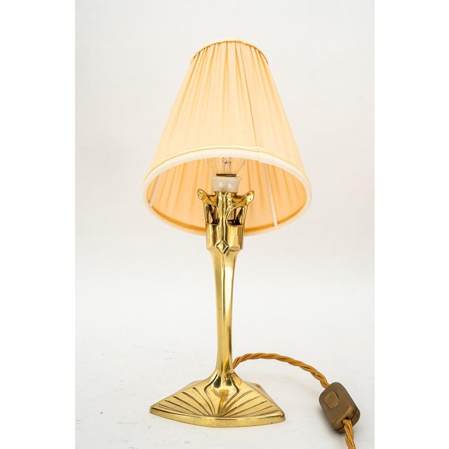 Art Deco Brass Table Lamp with Fabric Shade, 1920s For Sale - Image 16 of 18