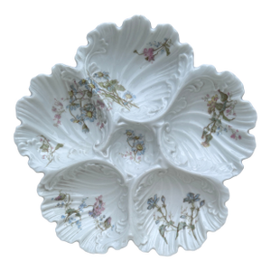 French Porcelain Flowers Oyster Plate Limoges, Circa 1900