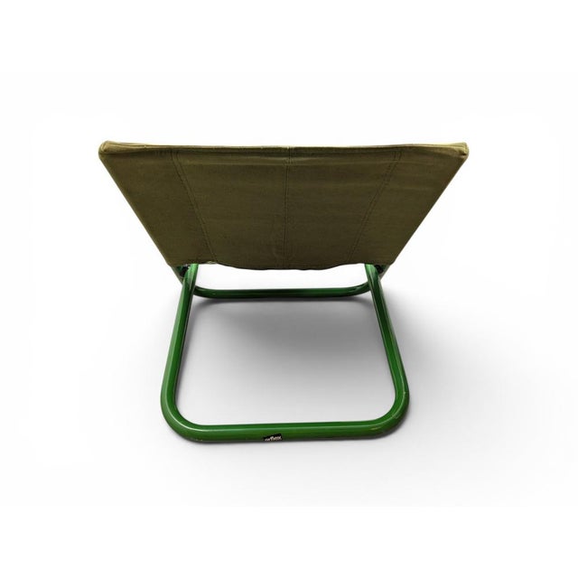 Vintage Lounge Chair in Green Metal and Canvas with Floral Cushion from Arflex For Sale - Image 10 of 14