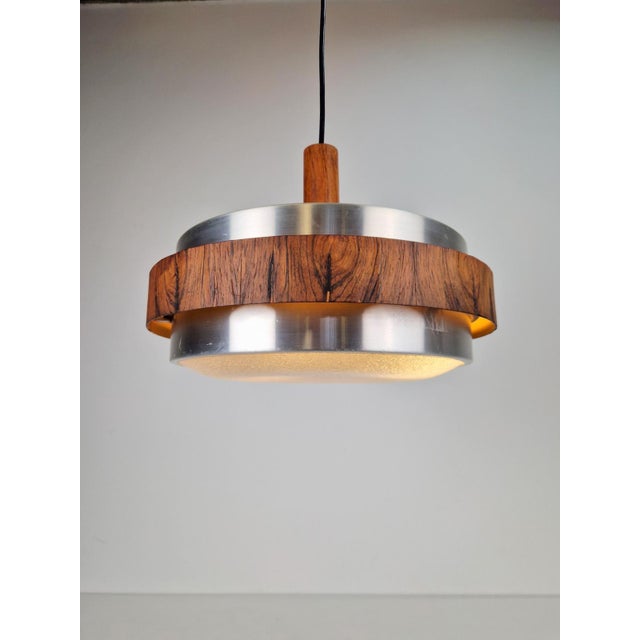 1960s Vintage Scandinavian Pendant Lamp in Teak, 1960s For Sale - Image 5 of 12