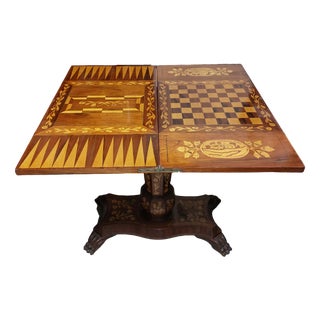 Inlaid Chessboard and Backgammon Table, Early 20th Century For Sale