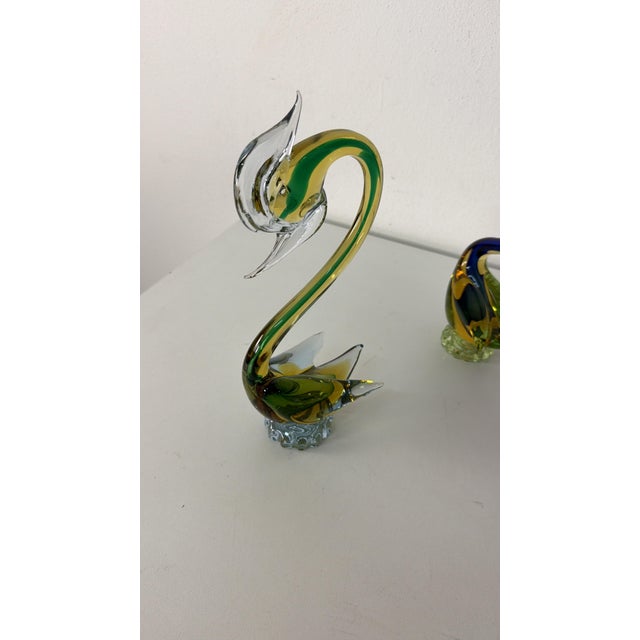 Swans in Submerged Polychrome Murano Glass in the style of Cenedese, 1970, Set of 4 For Sale - Image 9 of 18
