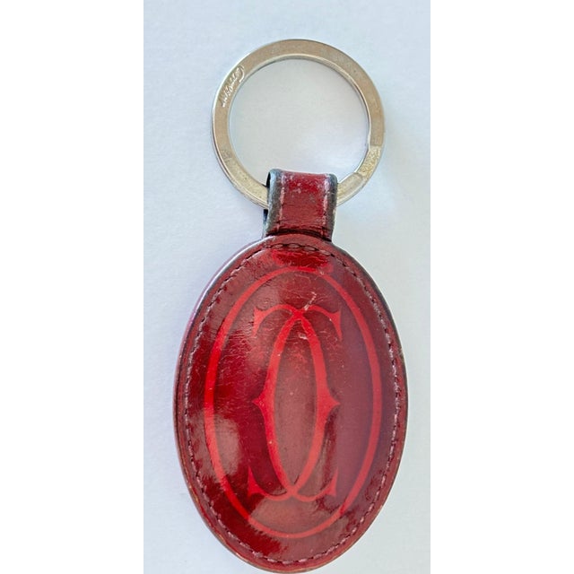 Cartier Vintage Burgundy Red Leather Key Chain Bag Charm, 1980s Design For Sale In Palm Springs - Image 6 of 6