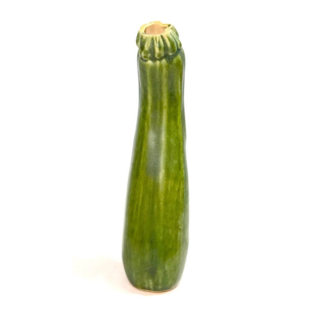 Figurative Vintage 97' Handmade Patricia Garrett Figural Vegetable Zucchini Pottery Vase For Sale - Image 3 of 10