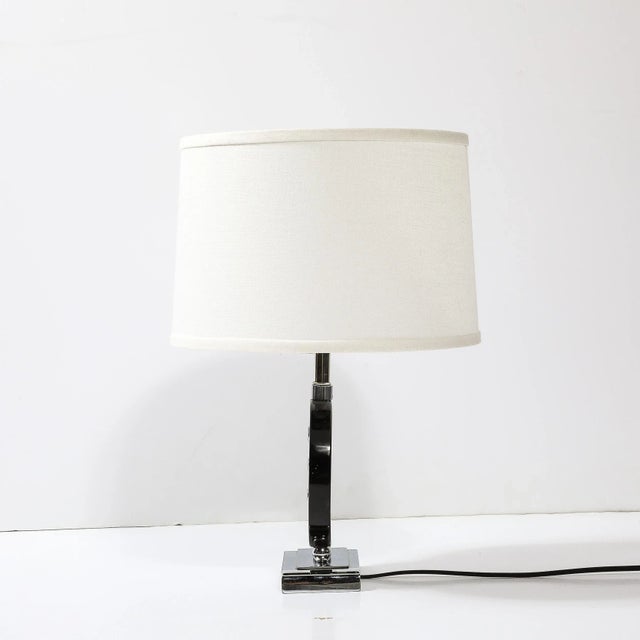 Art Deco Table Lamp in Black Lacquer W/Chrome Detailing After Donald Deskey For Sale In New York - Image 6 of 12