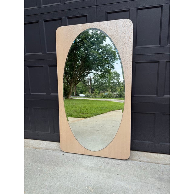 Modern Oversized Modern Pearlescent Oval Wall Mirror For Sale - Image 3 of 5
