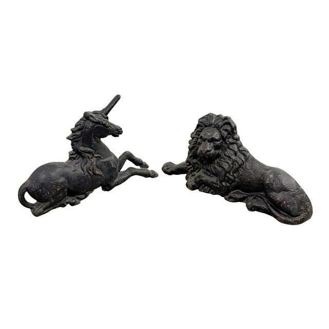 Antique English Cast Iron Lion and Unicorn Boot Scrapers, 1890s, Set of 2 For Sale - Image 9 of 9