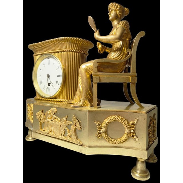 Traditional 19th Century Empire Bronze Clock For Sale - Image 3 of 14